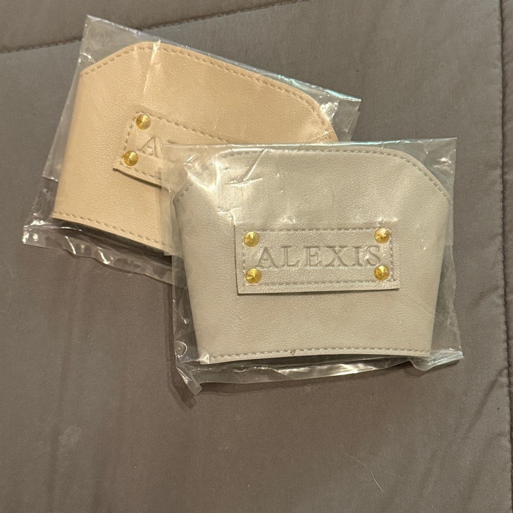 (2) “Alexis” Cream and Gray Reusable Cup Sleeves